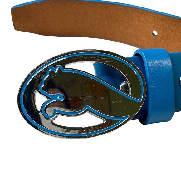 Puma Blue Leather Golf Belt Silver Buckle XL 110cm 1.5" Wide - Picture 2 of 10